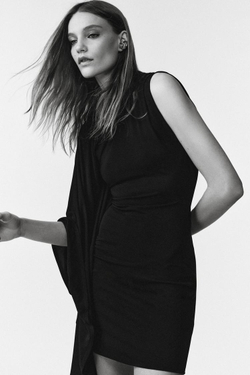 ZARA ПЛАТЬЕ АСИММЕТРИЧНОГО КРОЯ, ЧЕРНЫЙ