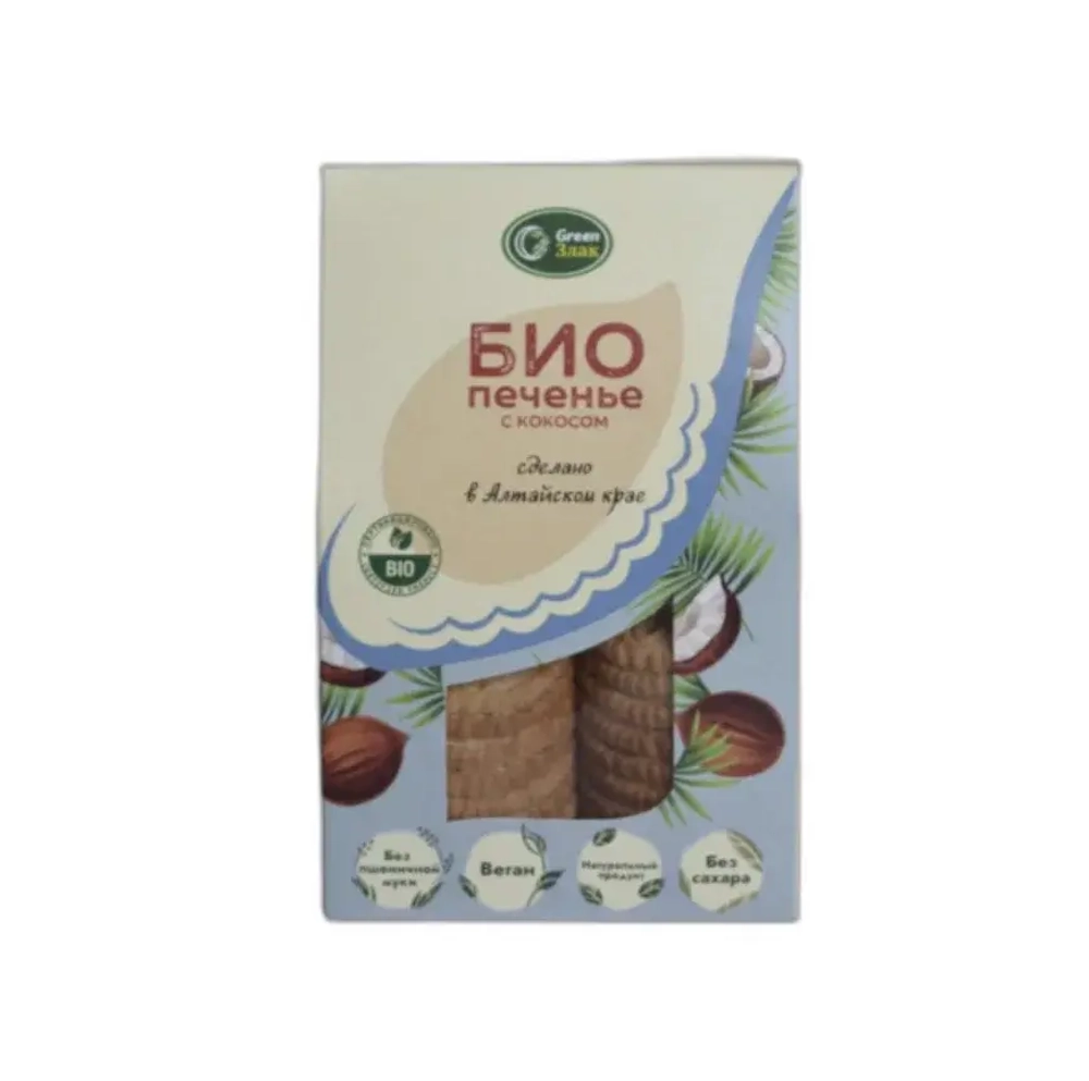 ЗОЖ печенье. Кокос. Сделано в Алтайском крае. «Green ЗЛАК».