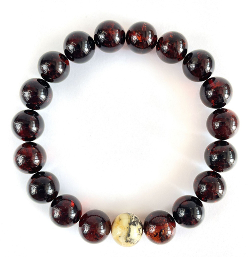 Браслет из янтаря мужской на руку, Браслет мужской из натуральных камней, диаметр 9 мм