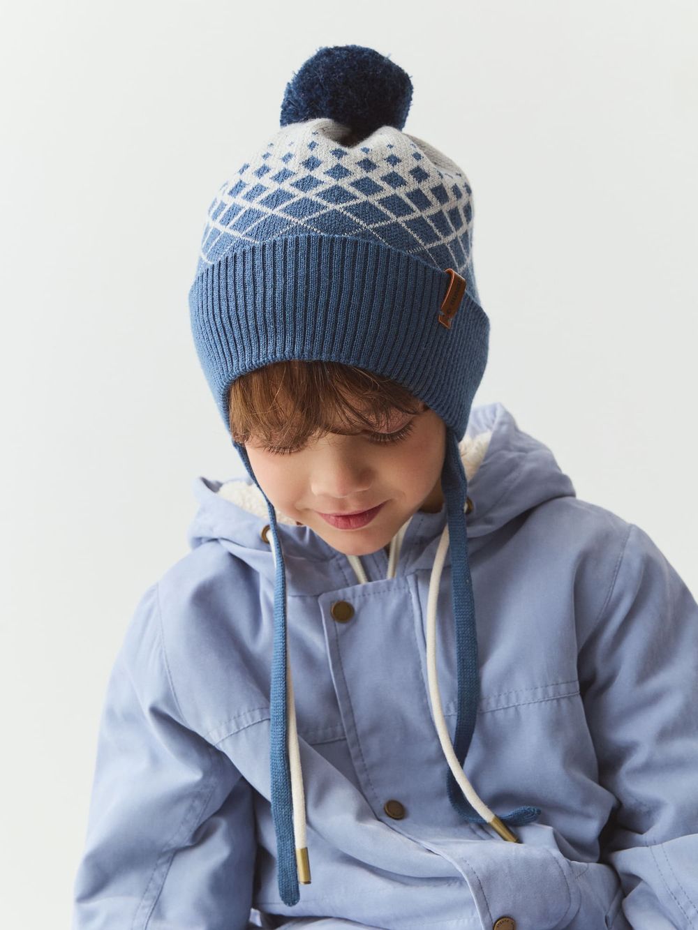 Шапка из смесовой шерсти "Ромбы джинс"