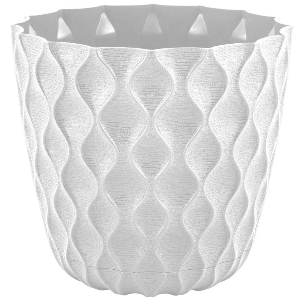 Горшок для цветов пластиковый 0,65л d-11,5см «Wave» с дренажной сеткой и съемным поддоном, утренний туман