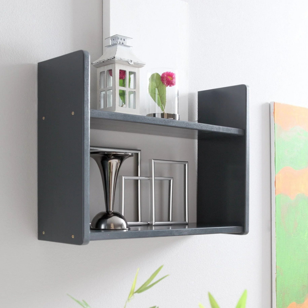 Полка настенная Ральф из массива сосны, 60x20x45 см, серая