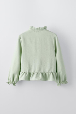 ZARA РУБАШКА С ЭЛАСТИЧНЫМИ ДЕТАЛЯМИ, ЦВЕТ МОРСКОЙ ВОЛНЫ