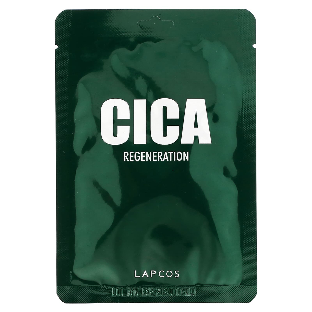 Lapcos, Cica успокаивающая тканевая маска, 1 шт., 30 мл (1,01 жидк. Унции)