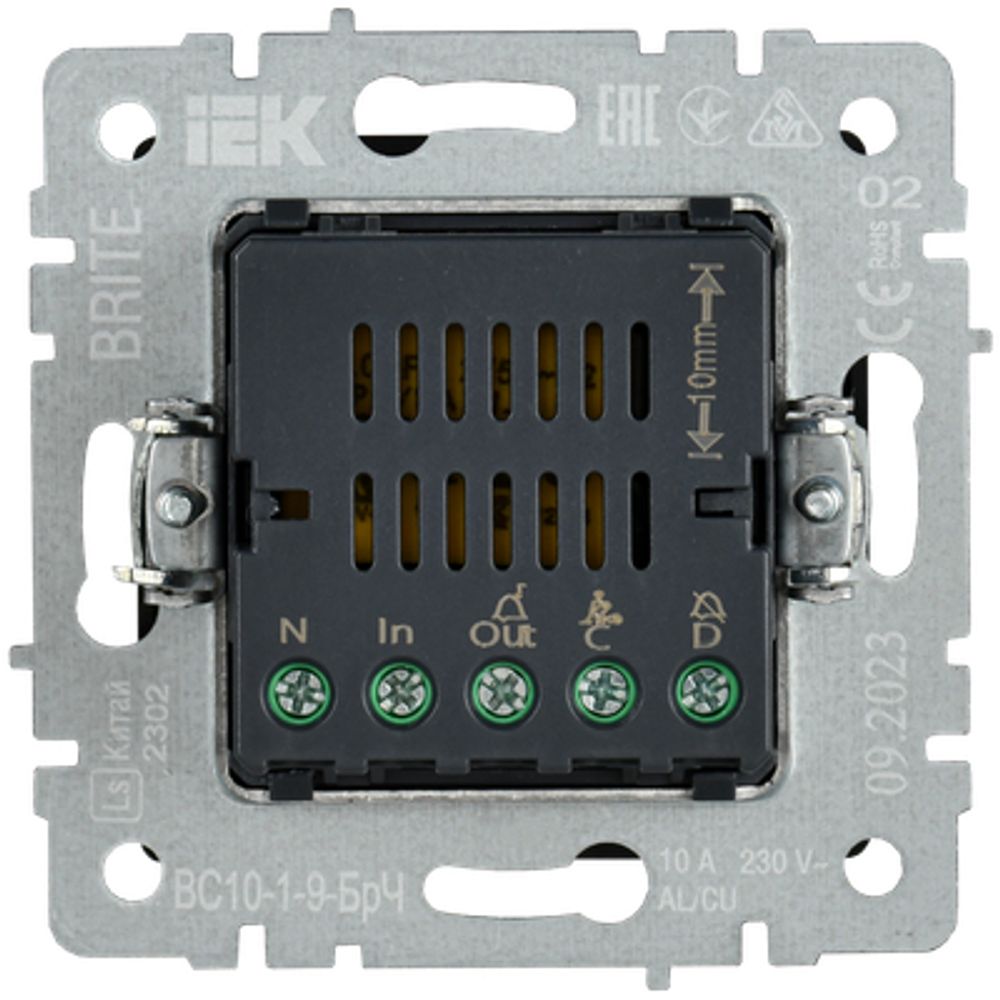 BRITE Кнопка звонка с индикацией для отелей 10А ВС10-1-9-БрЧ черный IEK