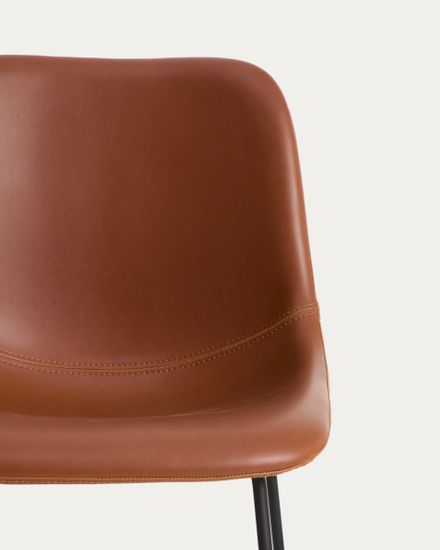 Стул Zahara из коричневой экокожи с черными стальными ножками