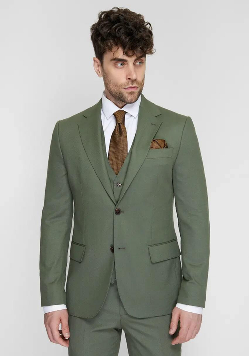 Мужской классический костюм тройка (зеленый) А26