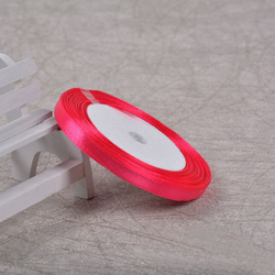 Лента атласная 6 мм  (23 метра, цвет №130  малиновый)