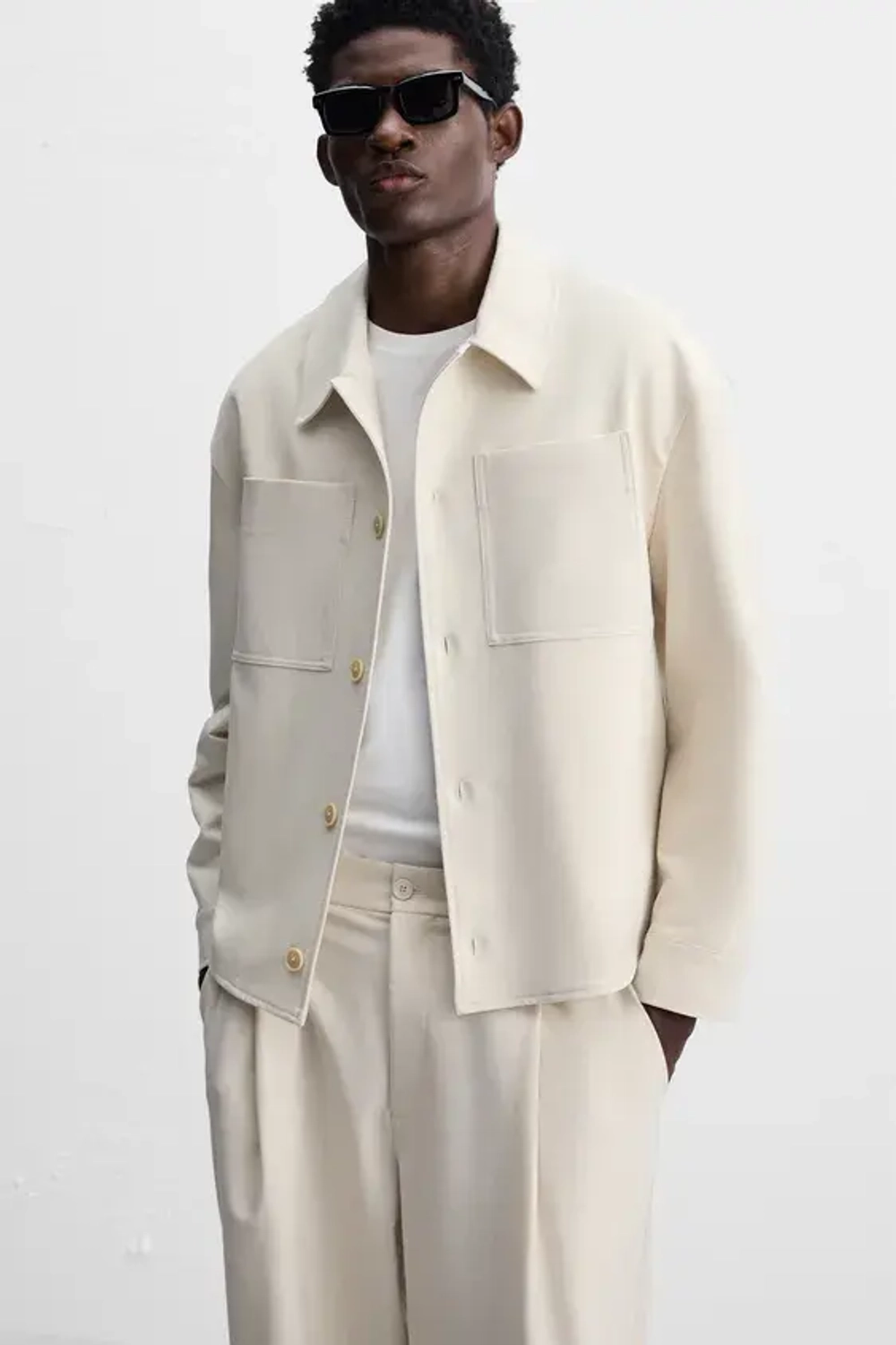 ZARA КУРТКА-РУБАШКА BOXY FIT, ЭКРЮ