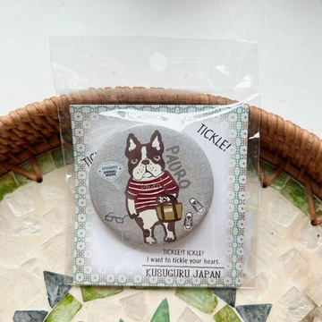 Значок металлический с бульдогом Пауро, ANIMAL MODE, диам. 5,8 см, 7687-5, KUSUGURU