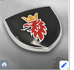 Наклейка Scania Щит металлический чёрный объемный (шильдик Скания щит, 3,8х3,8 см). Чёрный с лого