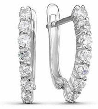 Серьги из серебра с фианитами