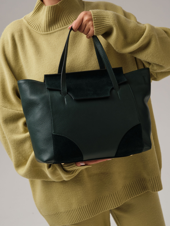 Кожаная сумка Deboro 30274 темно-зеленый