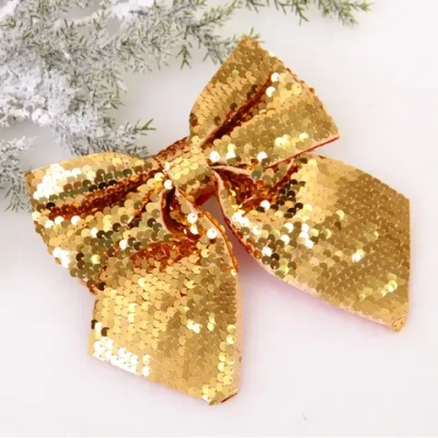 Бант на ёлку «Сияние» 16*17 см, Золото