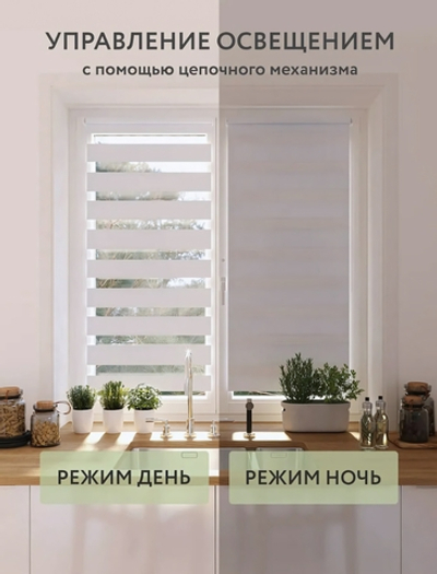 Шторы рулонные ДЕНЬ-НОЧЬ БЕЛЫЕ 60*160 см, цепочный механизм, фурнитура для крепления