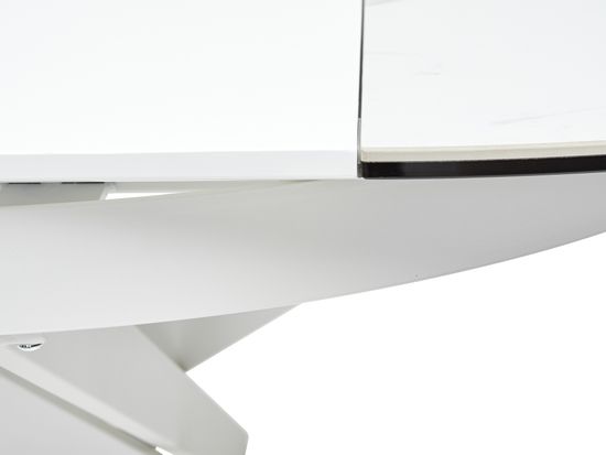 Стол TRENTO 120 HIGH GLOSS STATUARIO Белый мрамор глянцевый, керамика/ белый каркас