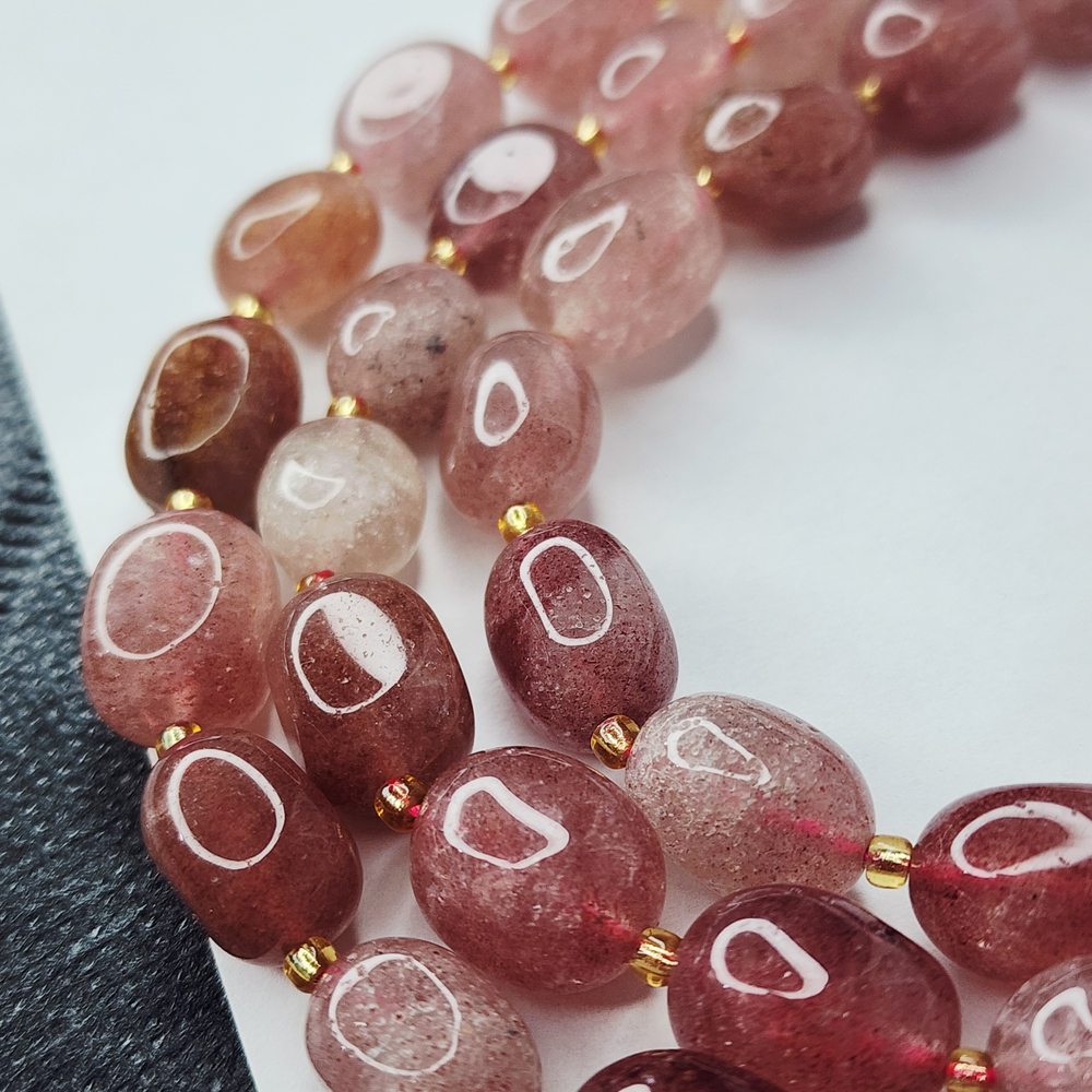 Клубничный кварц, кварц с гематитом, крупная галтовка, 12-15 мм, камни овалы, штучно