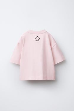 ZARA ФУТБОЛКА С НАДПИСЬЮ И ПРИНТОМ «НОМЕР», РОЗОВЫЙ