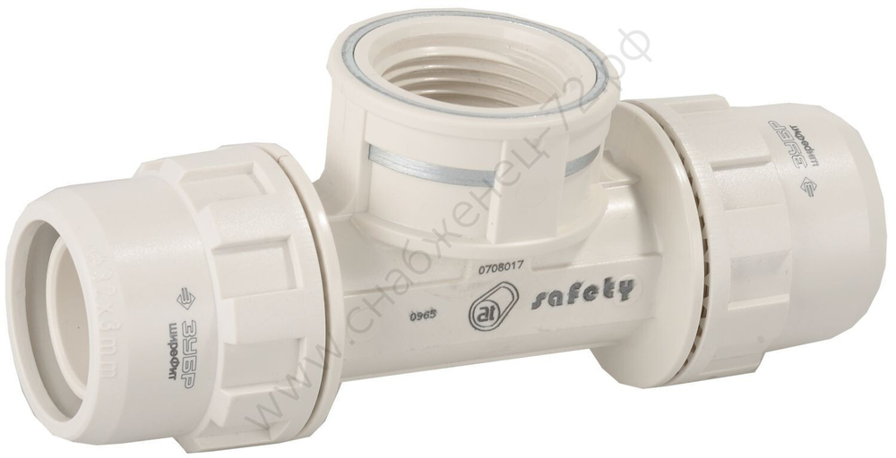 ЗУБР ШиреФит, штуцер с гайкой-внутренняя резьба-штуцер с гайкой 26 мм-3/4″-26 мм, Переходной тройник (51502-26-3/4-26)