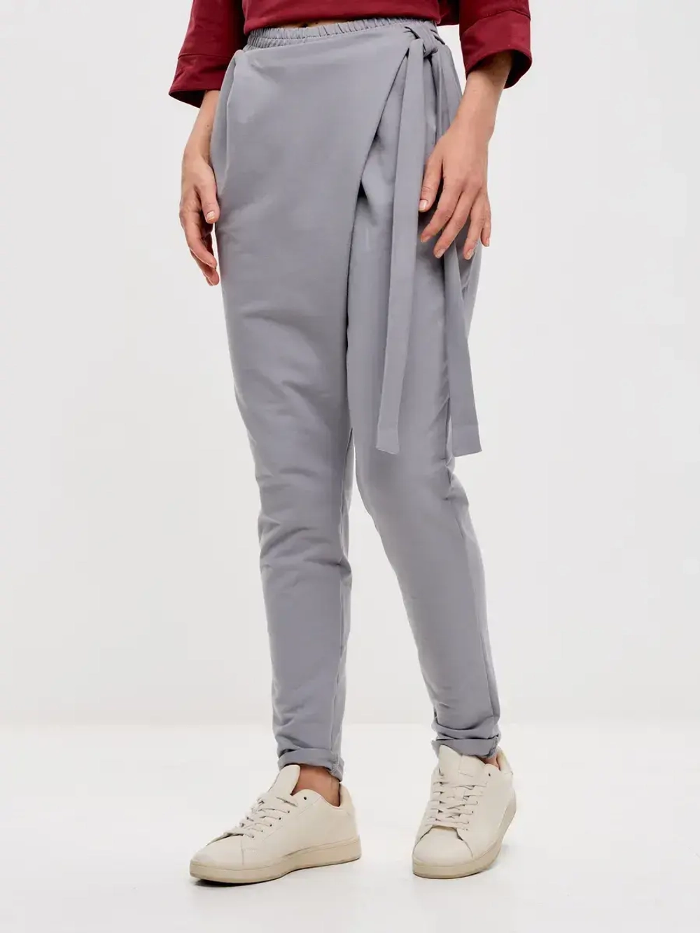 Штаны оверсайз на завязках с запахом большие размеры