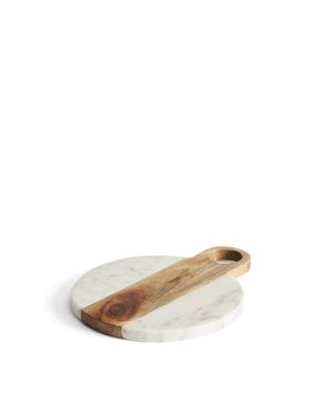 Сервировочная доска Nuvir из белого мрамора и массива акации