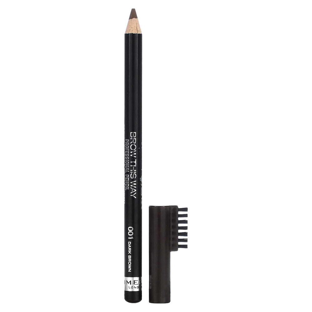 Rimmel London, Brow This Way, профессиональный карандаш для бровей, 001 темно-коричневый, 1,4 г (0,05 унции)