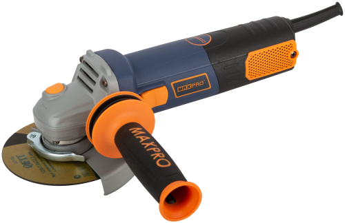 MAX-PRO Шлифмашина угловая 950 Вт, 11000об/мин, быстрозажимной кожух 125мм, антивибрационная ручка, дополнительные щетки, 2,1 кг, кор. 85130