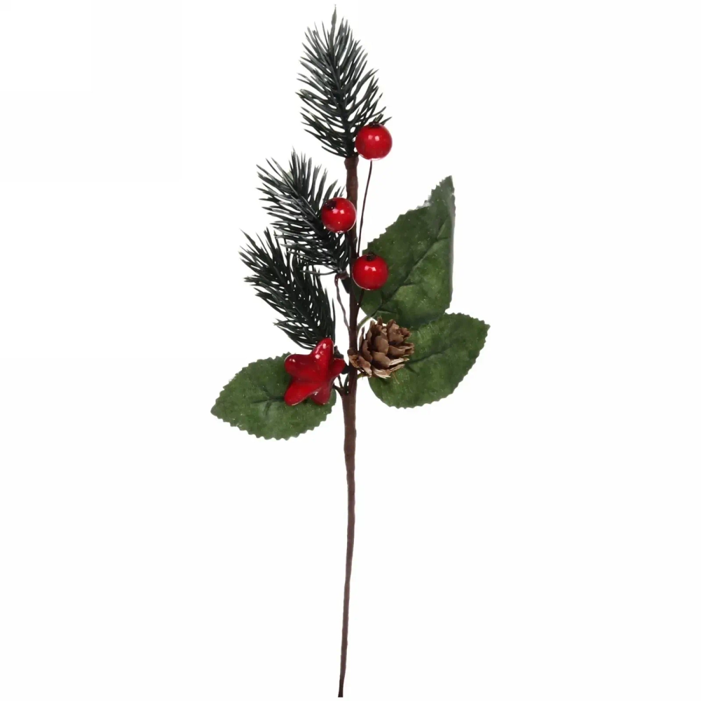 Ветка хвойная «Алая звезда», 20 см