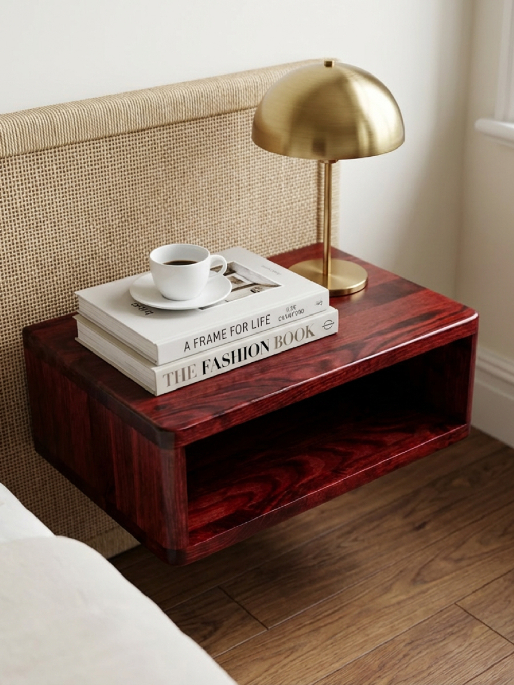 Тумба прикроватная, 47х29х14.5, Мелания, подвесная, с полкой, массив березы, Dipriz