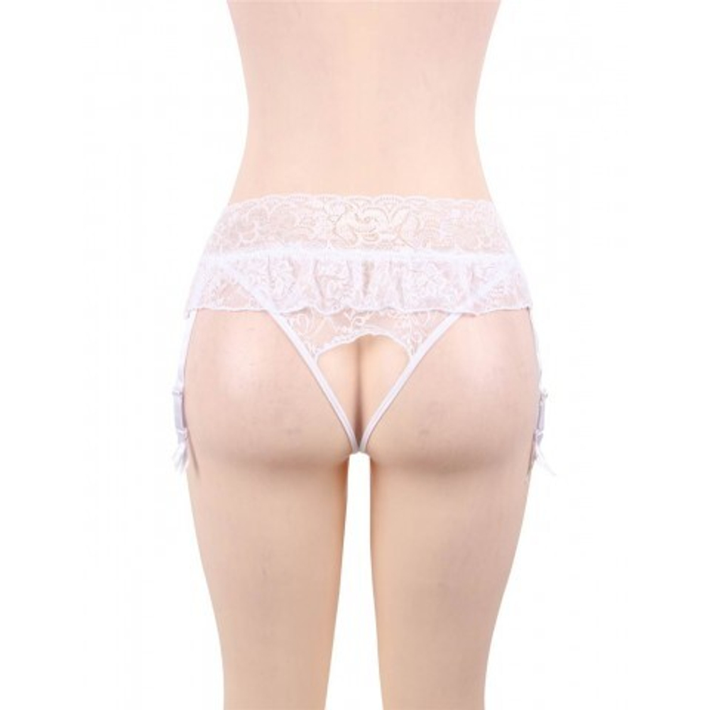 Пояс для чулок кружевной White Sexy Bow (XS-S)