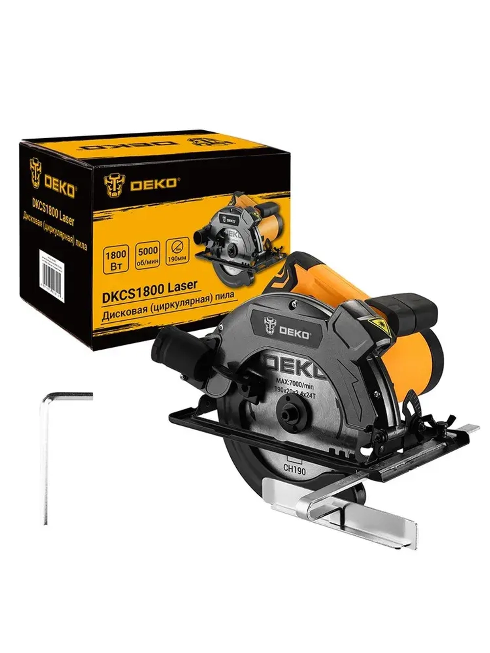 Дисковая (циркулярная) пила DEKO DKCS1800 Laser 1800Вт, 190мм диск, лазерный указатель