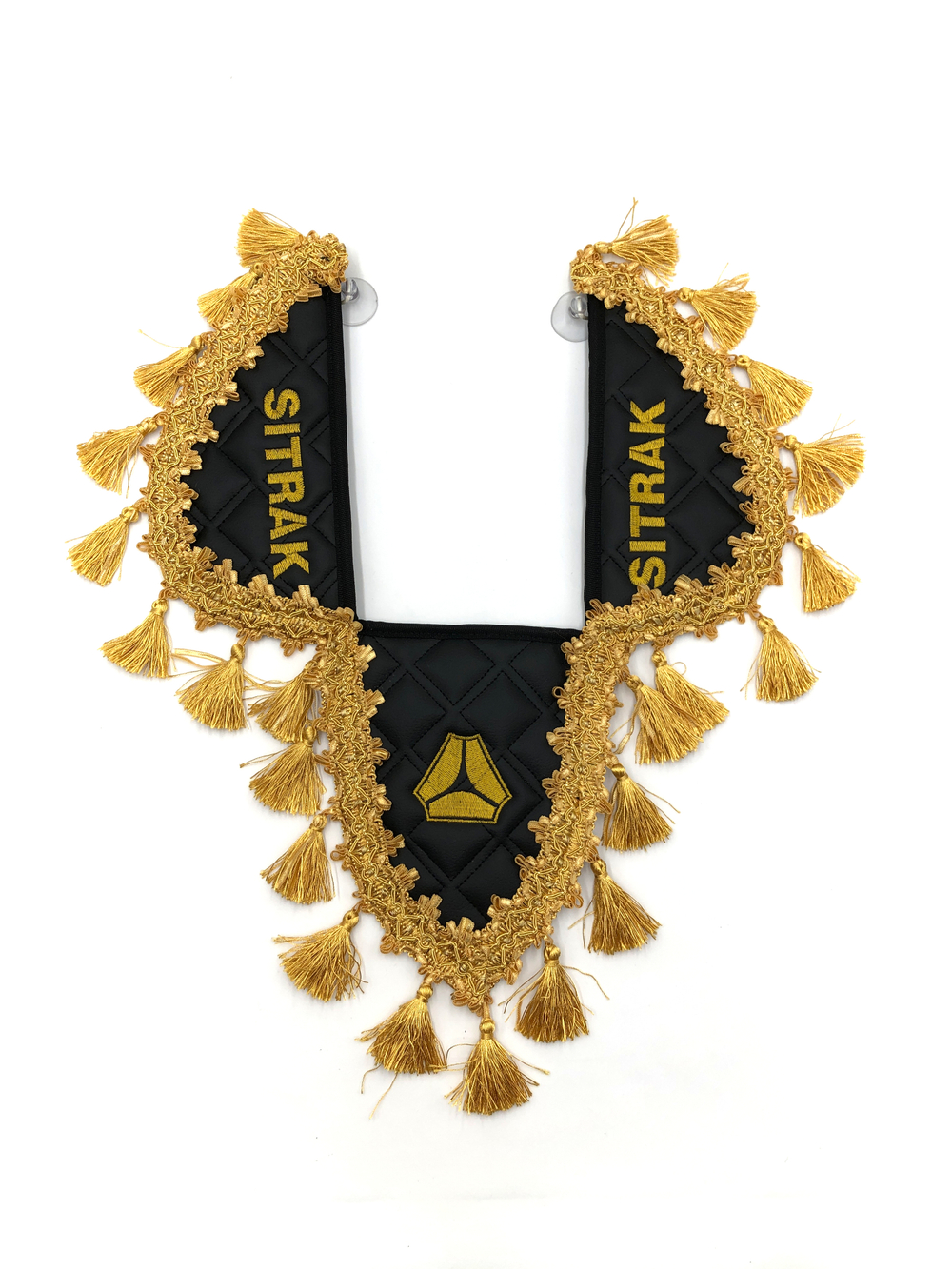 Вымпел тройной SITRAK (экокожа, черный с золотыми кисточками)