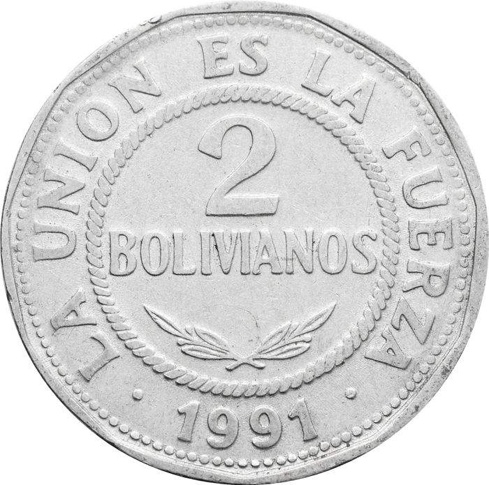 2 боливиано 1991 Боливия
