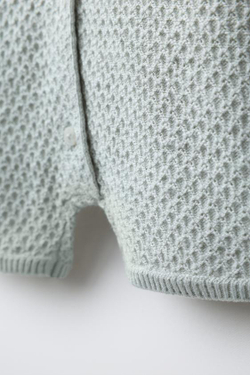 ZARA КОРОТКИЙ КОМБИНЕЗОН С ТЕКСТУРИРОВАННОЙ ВЯЗКОЙ, ПАСТЕЛЬНО-ЗЕЛЕНЫЙ