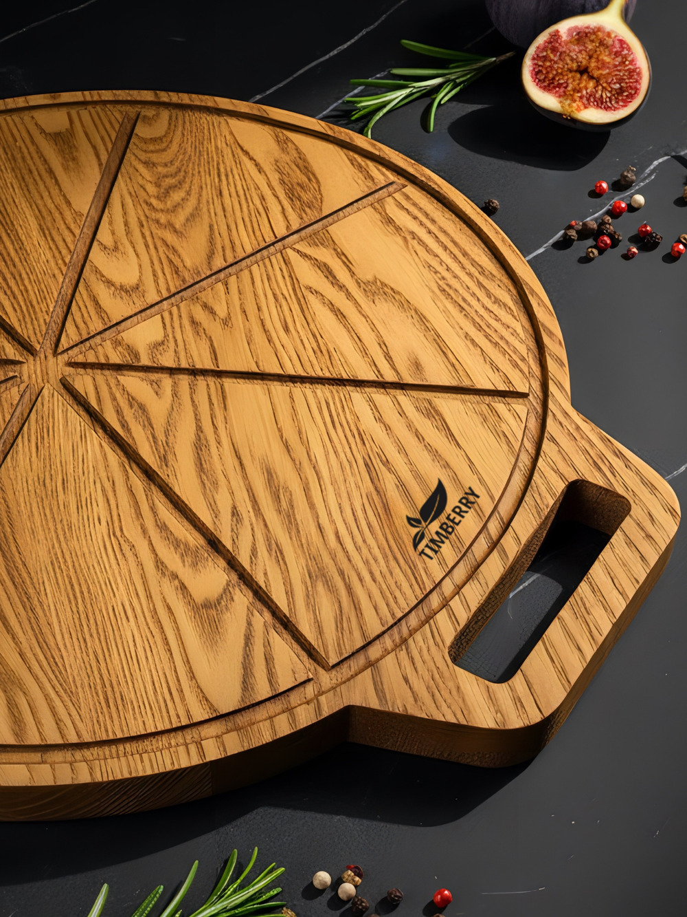 Доска для пиццы деревянная с ручками 35 см