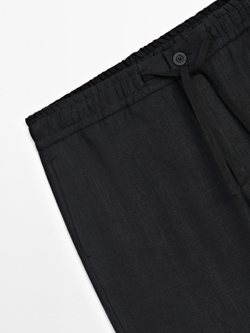 Massimo Dutti Брюки-джоггеры из 100% льна, черный