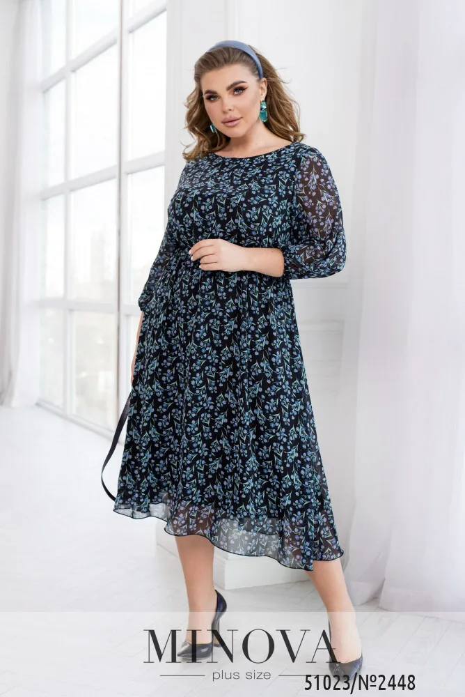 Платье 2448-черный-голубой Minova