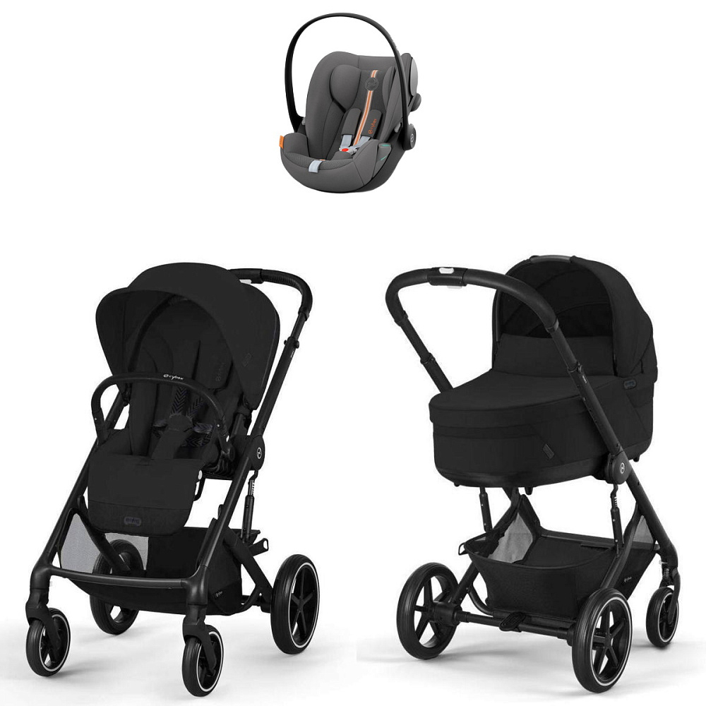 Коляска Cybex Balios S Lux BLK complete Cloud G Lava Grey Plus Base G 4 в 1 Moon Black с дождевиками