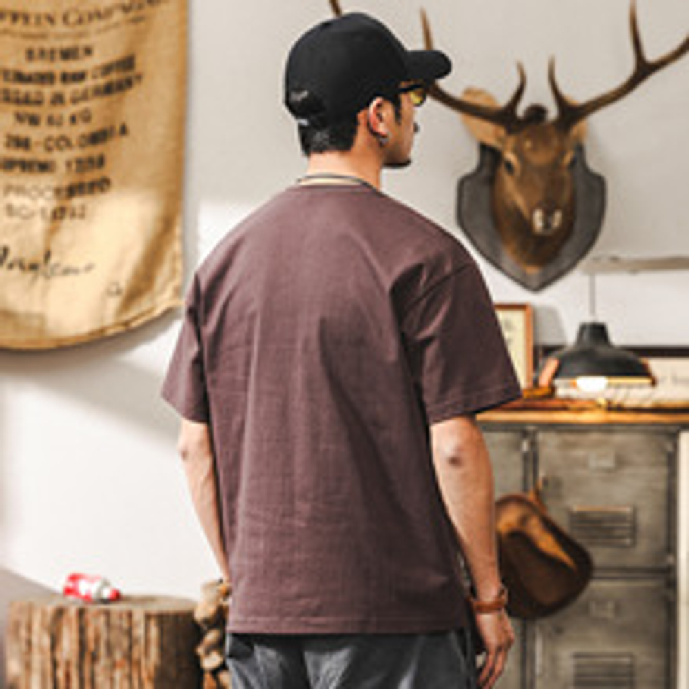 Футболка для мужчин с короткими рукавами вышивка Ri zhao Jing han. Плотность хлопка 230g