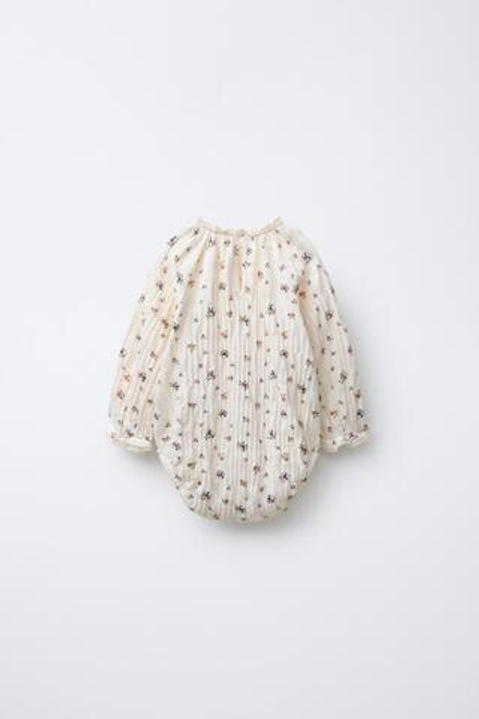 ZARA БОДИ С ЦВЕТОЧНЫМ КРУЖЕВОМ, ЭКРЮ