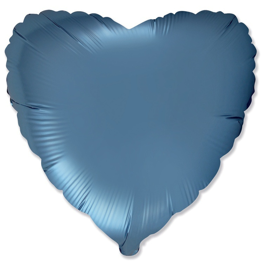 Фольгированная фигура, сердце, 18"/46СМ Сатин Steel Blue
