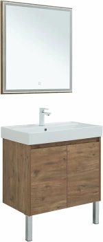 Тумба с раковиной Aquanet Nova Lite 75 с зеркалом, 2 дверцы дуб рустикальный