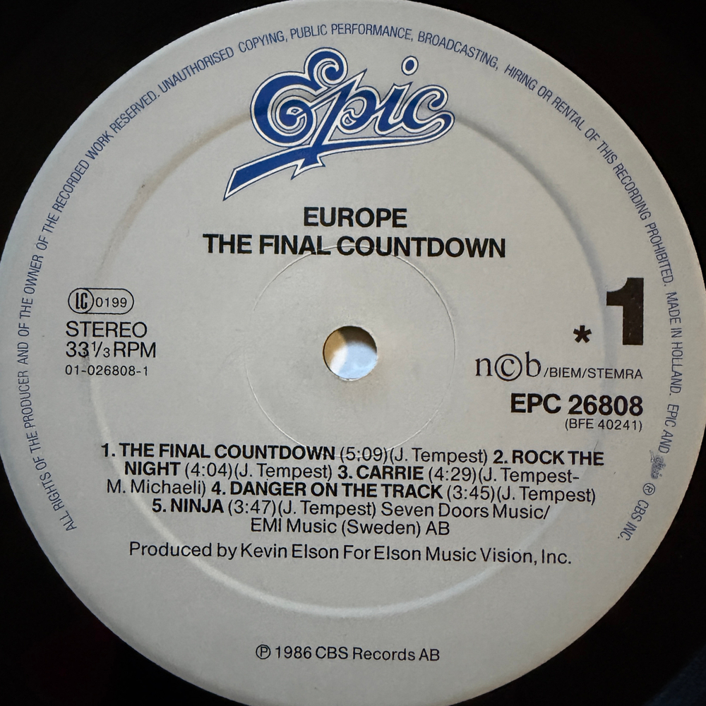 Europe - The Final Countdown (Голландия 1986г.)
