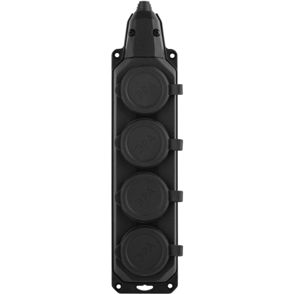 Колодка ЭРА K-4e-B-IP44 каучуковая с заземлением 4 розетки 16A IP44 черная | Колодки