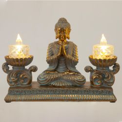 GAEM Фигурка декоративная "Будда"с 2-мя LED свечами , L21,5 W7,5 H14,5 см