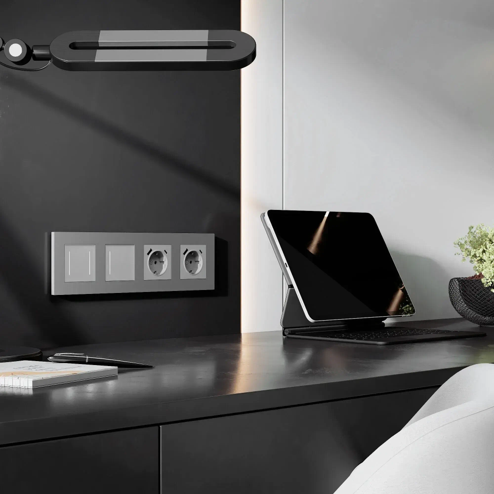 Рамка на 4 поста Slab (серебро матовый) W0042965