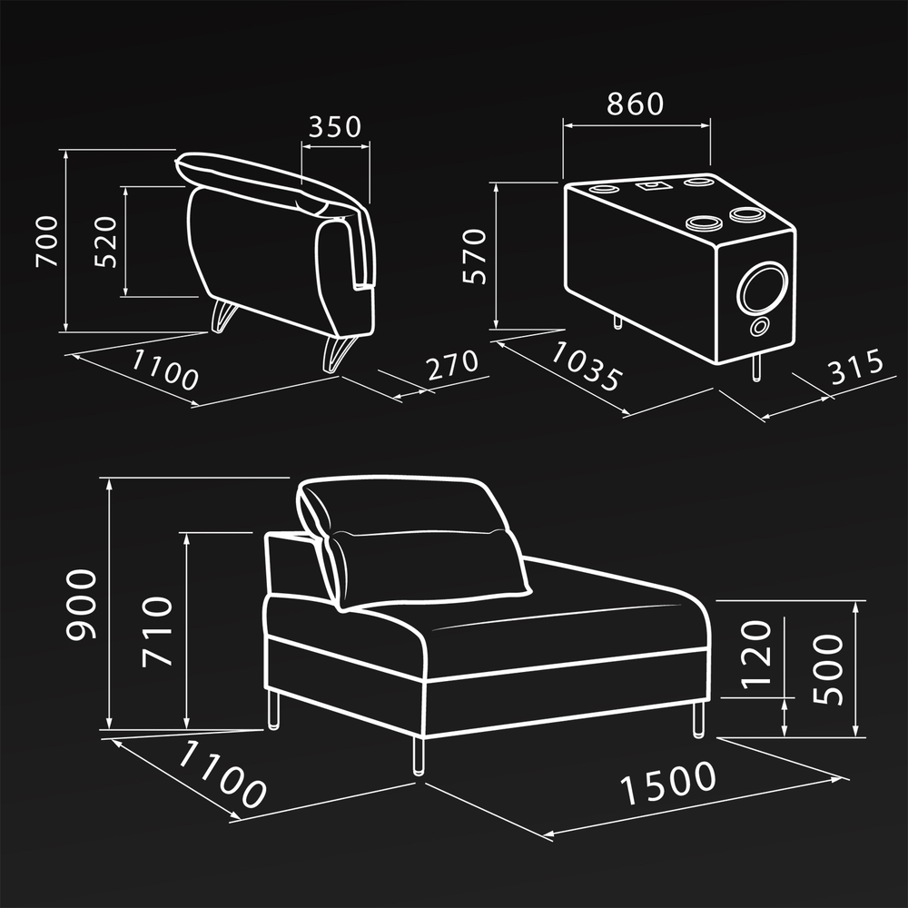 Модульный диван "Токио" исполнение 2