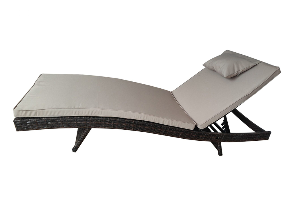 Шезлонг, лежак из искусственного ротанга  МАРА «MARA» в комплекте в матрасом — Dark Brown