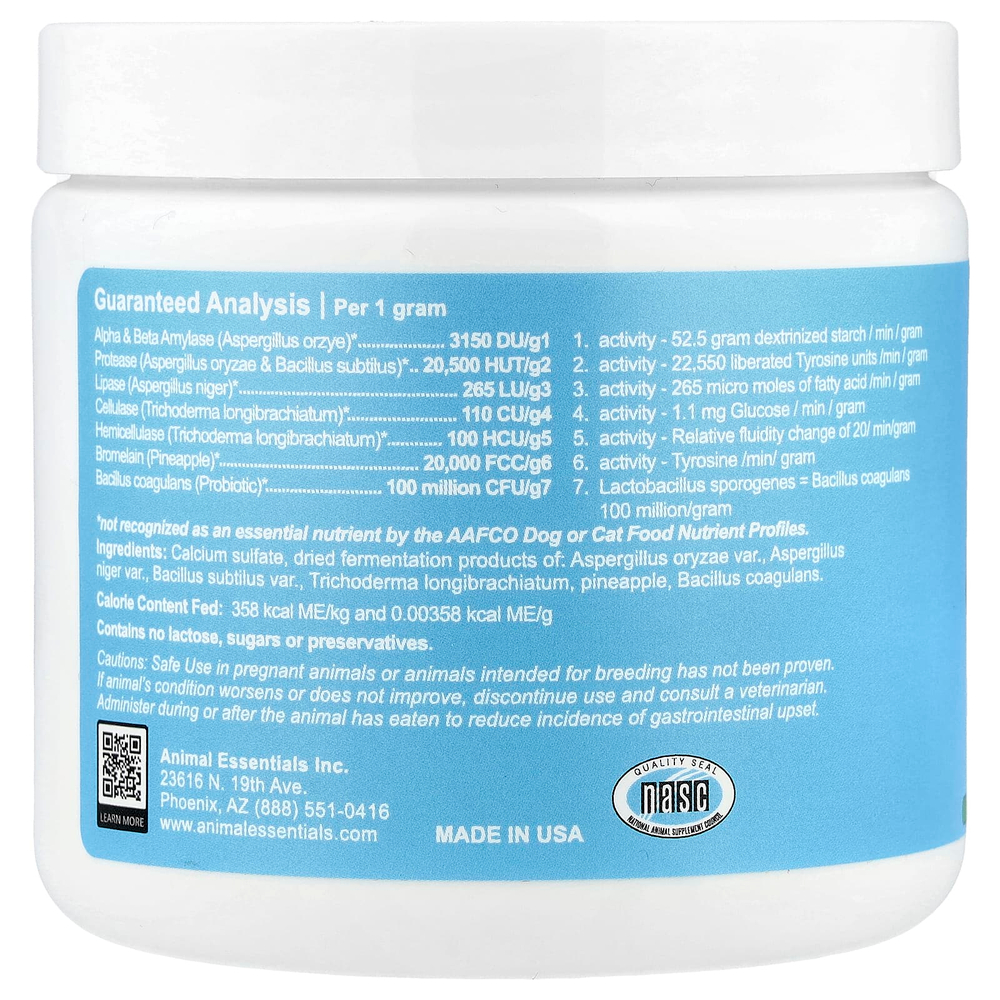 Animal Essentials, Растительные ферменты и пробиотики, для собак и кошек, 300 г (10,6 унции)