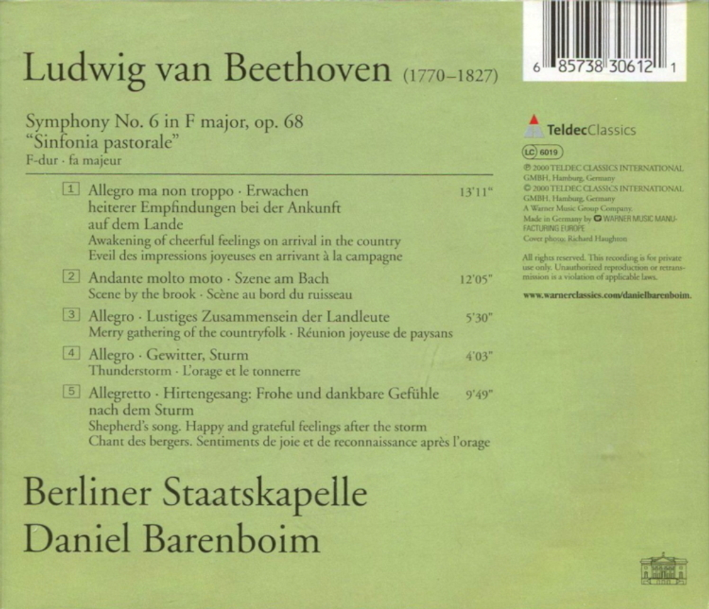Berliner Staatskapelle, Daniel Barenboim / Beethoven — Symphony No.6 (CD)